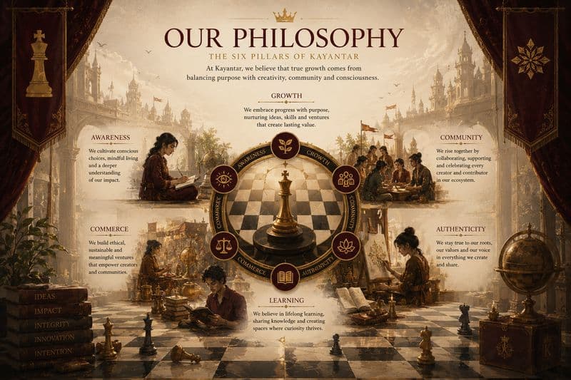 Our Philosophy — The Six Pillars of Kayantar: Growth, Community, Authenticity, Commerce, Learning, Awareness